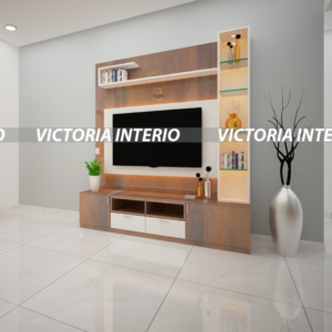 A stylish and functional TV unit in plywood finish