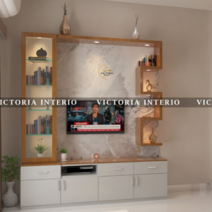 Elegent multi purpose open space TV unit in plywood finish