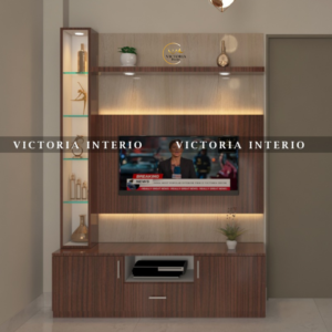 Modern simple TV unit in plywood finish