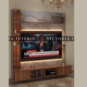 Premium wooden open space TV unit in plywood finish