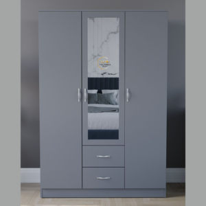 Elegant 3-Door Wardrobe with drawers & mirror with plywood finish