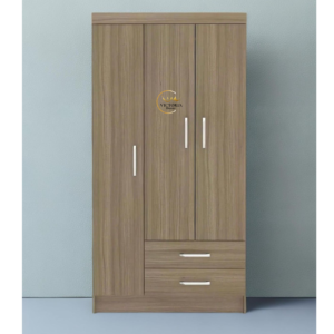 Compact 3-Door Wardrobe with drawers with plywood finish